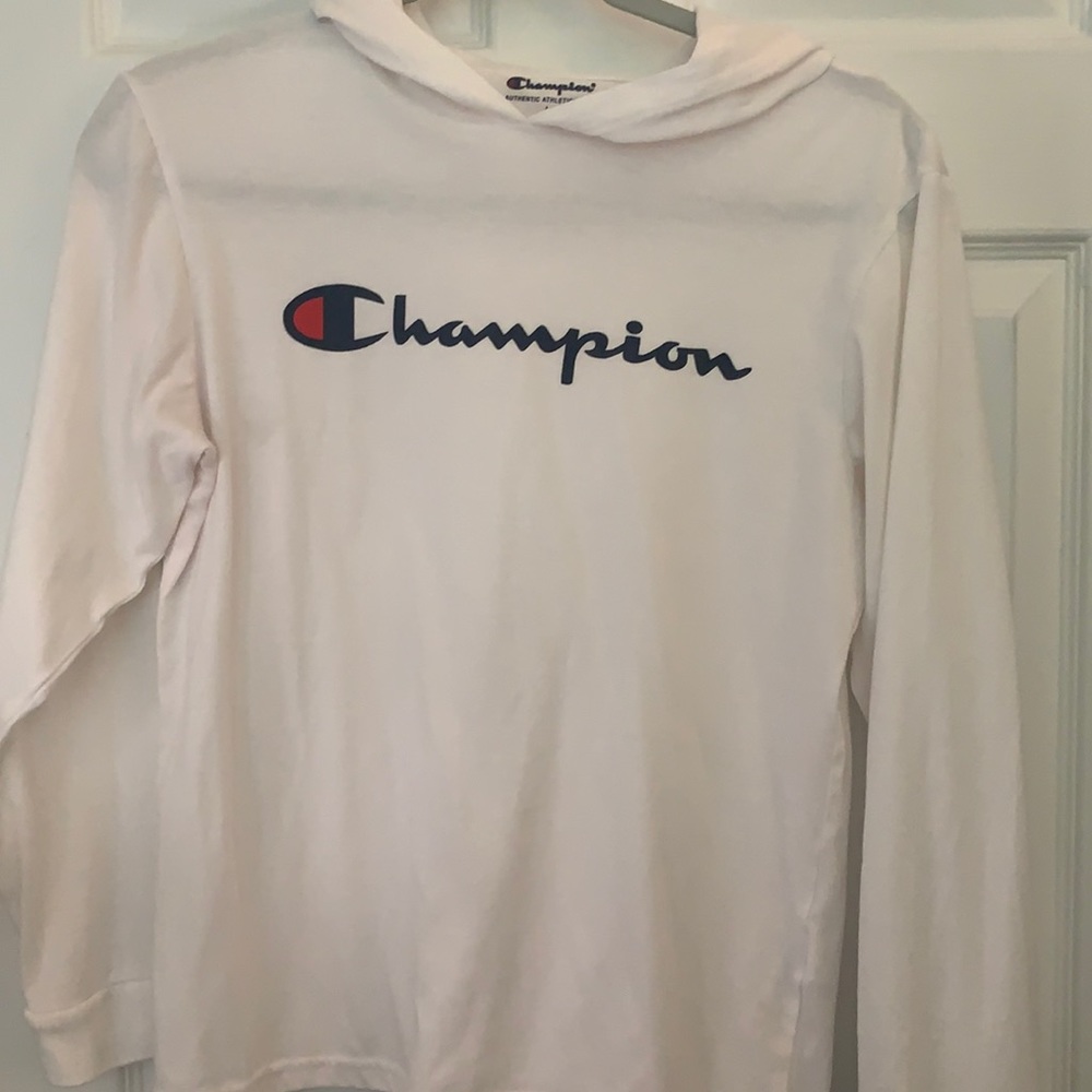 Champion long sleeve hoodie shirt. Size Large youth
